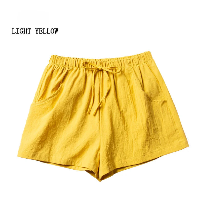 Pantalones cortos casuales de lino para mujer, pantalones cortos de entrenamiento para gimnasio, pantalones cortos de algodón, pantalones cortos negros de cintura alta para mujer, pantalones cortos deportivos para mujer 