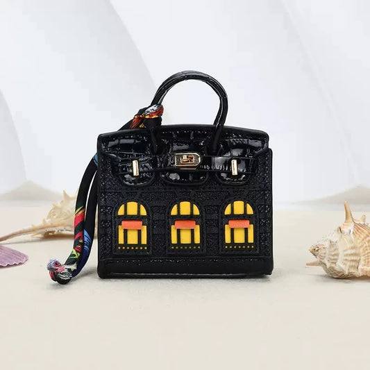 Mini BackpackHanging Creative House Headphone Bag For Airpods 4 3 Pro2 Galaxy Buds Headphone Case Holds Small items With Lanyard
