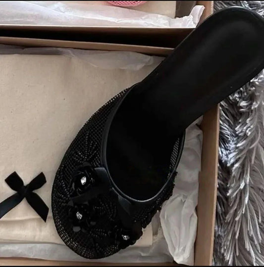 Sandalias de malla con estampado floral para mujer, con tacón fino y sexy, sin cordones 