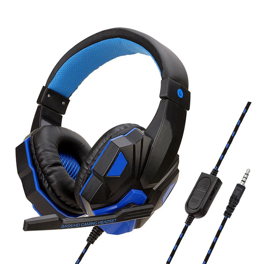 Auriculares con cable para juegos, para PS4, PS5, Xbox, smartphones, portátiles, PC, cascos estéreo de graves con micrófono ajustable a 120°. 