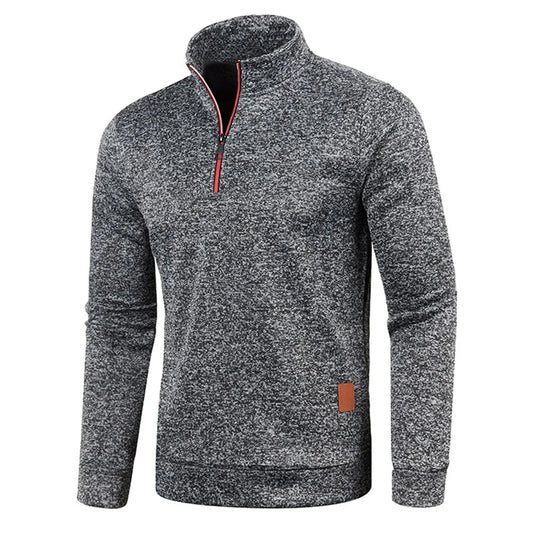 Sudadera para hombre, jersey de primavera más grueso, jersey con media cremallera para hombre, sudadera con capucha para exteriores, sudadera de otoño, jersey de cuello alto de color liso 