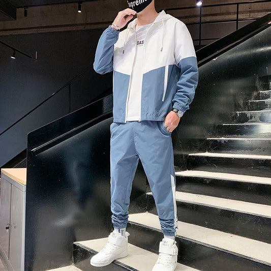 Chándal informal para hombre, conjunto de 2 piezas con capucha, chaqueta y pantalones, estilo hip hop, para correr, 2025 