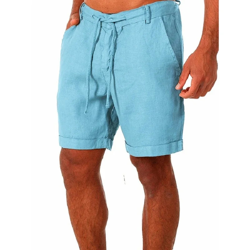 KB 2022 - Pantalones cortos de lino y algodón para hombre, transpirables, de verano, de color sólido, para fitness, tallas S-4XL 