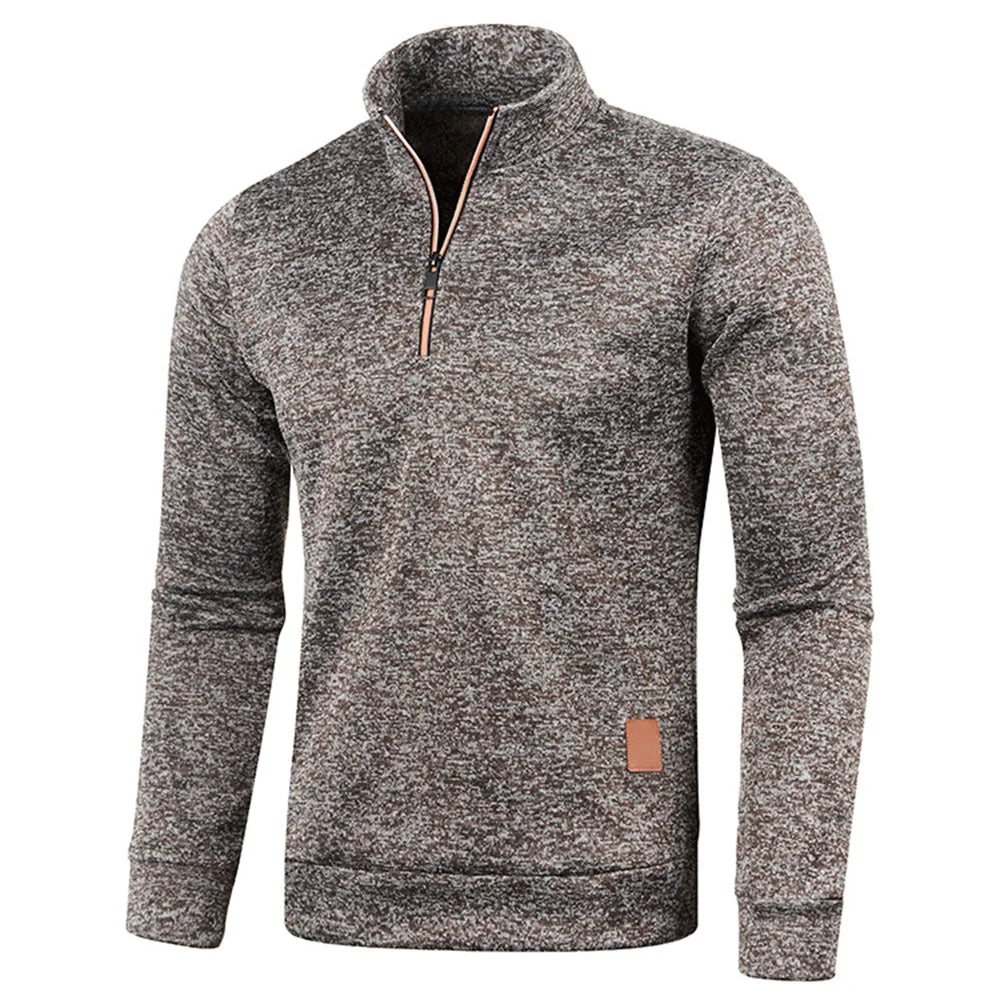Sudadera para hombre, jersey de primavera más grueso, jersey con media cremallera para hombre, sudadera con capucha para exteriores, sudadera de otoño, jersey de cuello alto de color liso 