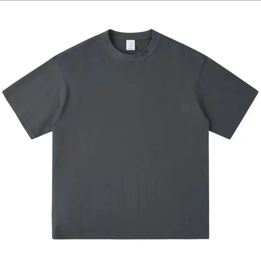 Camiseta de algodón puro resistente, negra y blanca, de 500 g, con cuello redondo, hilo grueso, manga corta y tres agujas. 