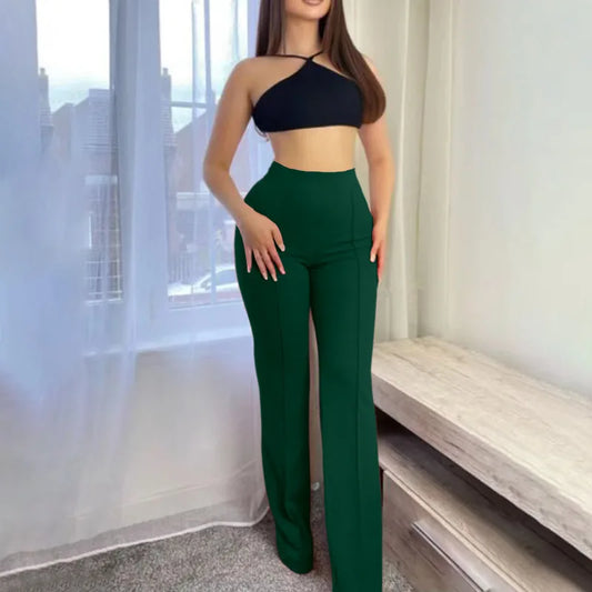 Pantalones acampanados ajustados para mujer, modernos pantalones de oficina de primavera y otoño, de color liso. 
