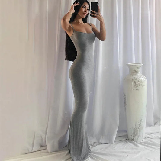Vestido lencero ajustado de color liso para mujer, estilo europeo y estadounidense, con comercio exterior transfronterizo, 2024 