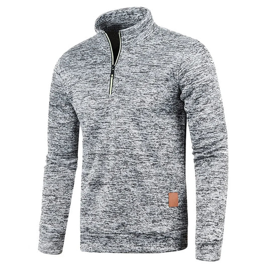 Sudadera para hombre, jersey de primavera más grueso, jersey con media cremallera para hombre, sudadera con capucha para exteriores, sudadera de otoño, jersey de cuello alto de color liso 