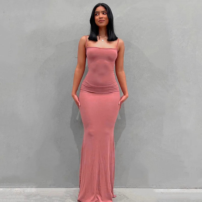 Vestido lencero ajustado de color liso para mujer, estilo europeo y estadounidense, con comercio exterior transfronterizo, 2024 