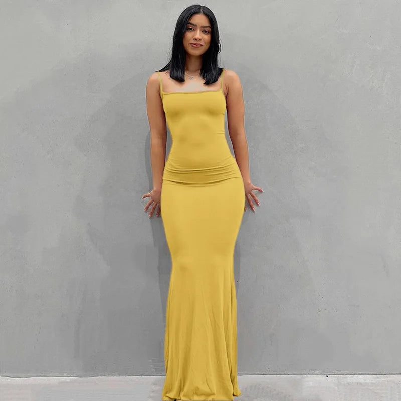 Vestido lencero ajustado de color liso para mujer, estilo europeo y estadounidense, con comercio exterior transfronterizo, 2024 
